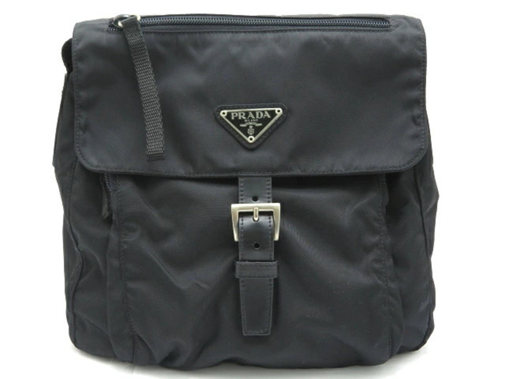 Prada Tessuto Saffiano Leather Shoulder Bag Black